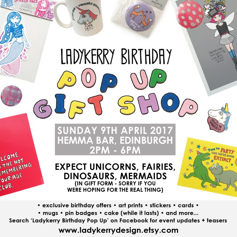 Ladykerry Birthday Pop Up Gift Shop, Pop up Edinburgh, alternative