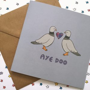 Scottish wedding card - pigeon pun
