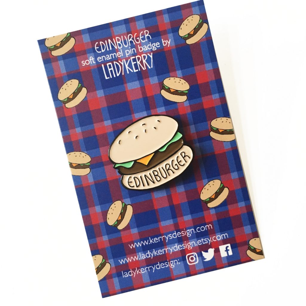 Edinburger Edinburgh burger enamel pin by Ladykerry Illustrated gifts