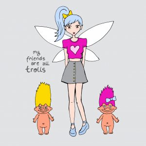 Punny fairy art with trolls