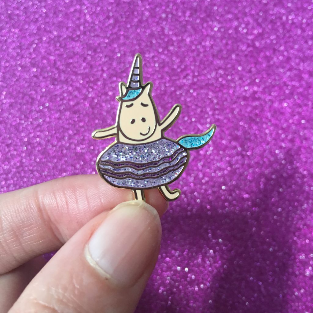 Cute glittery unicorn pin by Ladykerry