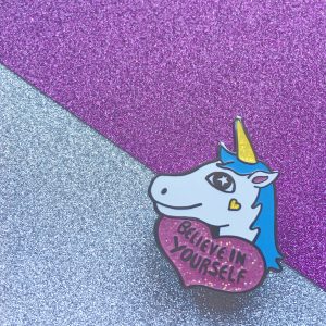 Cute glitter unicorn enamel pin